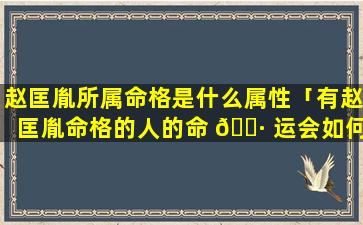 赵匡胤所属命格是什么属性「有赵匡胤命格的人的命 🌷 运会如何」